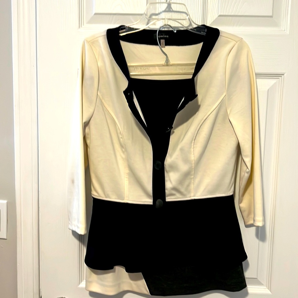 Two piece office block style top and skirt